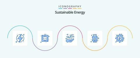 sustentável energia azul 5 ícone pacote Incluindo energia. poder. plugue. gás. plantar vetor