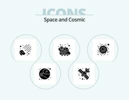 espaço glifo ícone pacote 5 ícone Projeto. . Preto buraco. meteorito. astronomia. espaço carro vetor