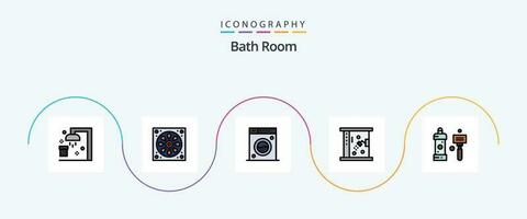 banho quarto linha preenchidas plano 5 ícone pacote Incluindo banheiro. banho. limpar. limpeza. banho vetor