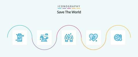 Salve  a mundo azul 5 ícone pacote Incluindo global. terra. ecologia. salvar. verde vetor