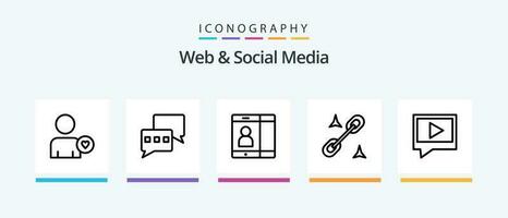 rede e social meios de comunicação linha 5 ícone pacote Incluindo . vídeo. caixa. carrinho. criativo ícones Projeto vetor