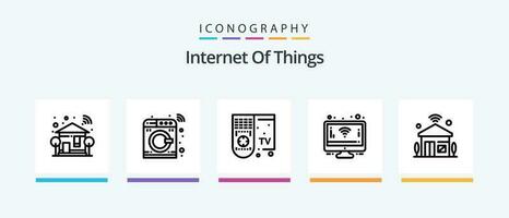 Internet do coisas linha 5 ícone pacote Incluindo on-line. cesta. imagem. Wi-fi. Câmera. criativo ícones Projeto vetor