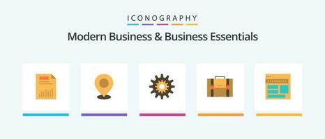 moderno o negócio e o negócio Essenciais plano 5 ícone pacote Incluindo engrenagem. configurações. mapa. ponteiro. lugar. criativo ícones Projeto vetor