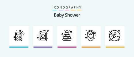 bebê chuveiro linha 5 ícone pacote Incluindo crianças. bebê. bebê. blocos. alfabeto. criativo ícones Projeto vetor