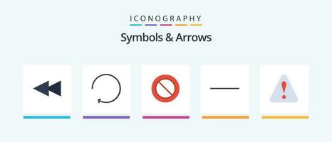 símbolos e Setas; flechas plano 5 ícone pacote Incluindo . menos. aviso. criativo ícones Projeto vetor