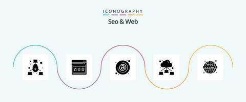 seo e rede glifo 5 ícone pacote Incluindo local na rede Internet. seo. no. nuvem. rede vetor