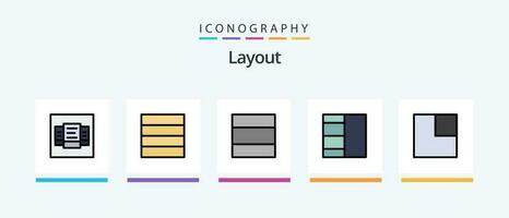 linha de layout cheia de 5 ícones incluindo .. design de ícones criativos vetor