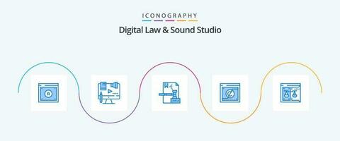 digital lei e som estúdio azul 5 ícone pacote Incluindo digital. negócios. digital. arquivo. digital vetor