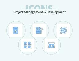 projeto gestão e desenvolvimento azul ícone pacote 5 ícone Projeto. cascalho. vintage. produtos. leilão . dólar vetor