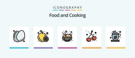 Comida linha preenchidas 5 ícone pacote Incluindo . moca. condensado. verde chá. laranja. criativo ícones Projeto vetor