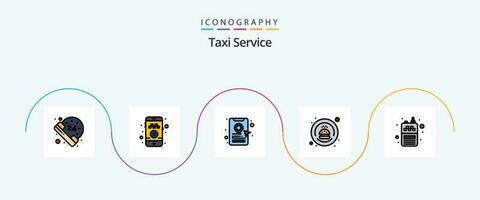Táxi serviço linha preenchidas plano 5 ícone pacote Incluindo sem fio. rádio. conectados táxi reserva. telefone. ordem vetor