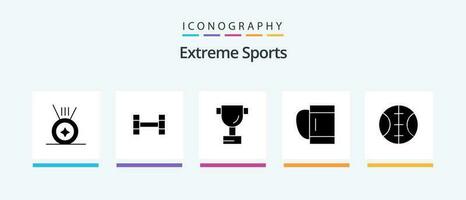 esporte glifo 5 ícone pacote Incluindo . esporte.. criativo ícones Projeto vetor