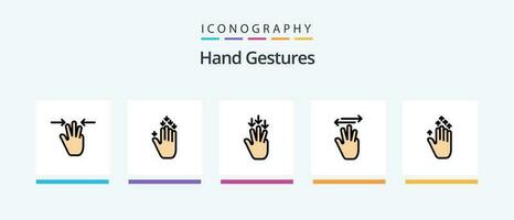 mão gestos linha preenchidas 5 ícone pacote Incluindo dedos. esquerda. gesto. acima. mão. criativo ícones Projeto vetor