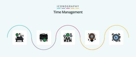 Tempo gestão linha preenchidas plano 5 ícone pacote Incluindo claro. energia. gerenciamento. relógio. livre vetor