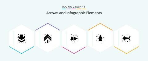 seta 25 glifo ícone pacote Incluindo . esquerda. avançar. seta. acima vetor