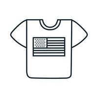 bandeira dos EUA no ícone de estilo de linha de camisa vetor