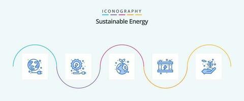 sustentável energia azul 5 ícone pacote Incluindo flores energia. ecologia. bateria. energia vetor