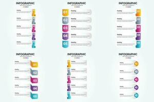 conjunto de design plano de infográficos de ilustração vetorial para folheto publicitário e revista vetor