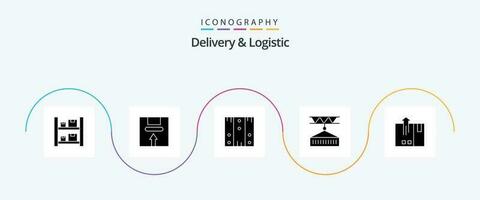 Entrega e logístico glifo 5 ícone pacote Incluindo logística. carga. logística. madeira. logístico vetor
