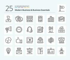 moderno o negócio e o negócio Essenciais 25 linha ícone pacote Incluindo corporativa. navegador. encontrar. local na rede Internet. Vejo vetor