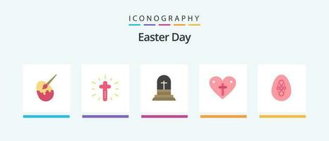 Páscoa plano 5 ícone pacote Incluindo . ovo. coração. Páscoa. pássaro. criativo ícones Projeto vetor