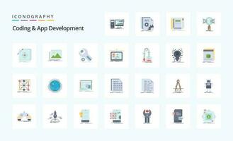 25 codificação e aplicativo desenvolvimento plano cor ícone pacote vetor