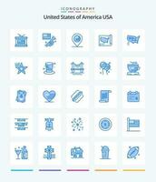 criativo EUA 25 azul ícone pacote tal Como americano. EUA. americano. unido. mapa vetor