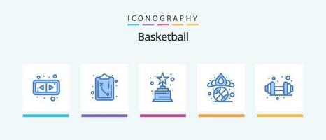 basquetebol azul 5 ícone pacote Incluindo . esporte. troféu. academia. ganhador. criativo ícones Projeto vetor