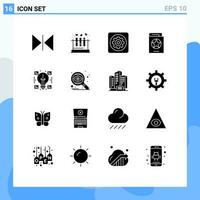 16 sólido glifo conceito para sites Móvel e apps bruxa dia das Bruxas engrenagem traje ferramenta editável vetor Projeto elementos