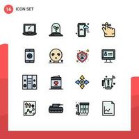 16 plano cor preenchidas linha conceito para sites Móvel e apps jogar telefone Móvel Móvel manter editável criativo vetor Projeto elementos