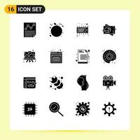 16 sólido glifo conceito para sites Móvel e apps desenhando cartão componente Páscoa passagem editável vetor Projeto elementos
