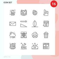 16 criativo ícones moderno sinais e símbolos do o email americano localização EUA espuma mão editável vetor Projeto elementos