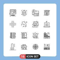 16 criativo ícones moderno sinais e símbolos do cruzamento hospedagem cartão base de dados sociedade editável vetor Projeto elementos
