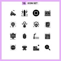 16 sólido glifo conceito para sites Móvel e apps lâmpada tutorial remédio conectados genérico editável vetor Projeto elementos