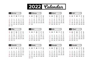 modelo de calendário 2022 vetor