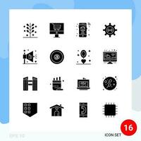 16 criativo ícones moderno sinais e símbolos do processo desenvolve fazer compras roda dentada real Estado editável vetor Projeto elementos