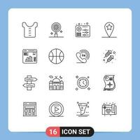 16 esboço conceito para sites Móvel e apps rede Estatísticas dados equalizador gráfico localização editável vetor Projeto elementos