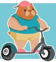 adorável buldogue em motocicleta fofa projeto, ilustração desenho animado personagem engraçado, gráfico, vintage arte para crianças passeio dentro estilo com isto Diversão retro imprimir. vetor