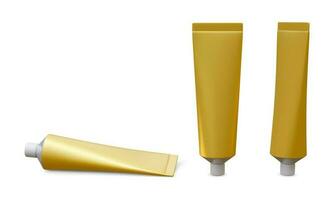 conjunto do realista tubo brincar. plástico tuba para pasta de dentes, creme, gel e xampu. modelo para remédio ou cosméticos. vetor ilustração