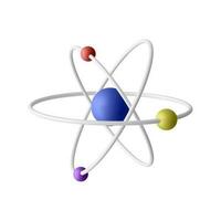 3d realista átomo com orbital elétrons isolado em branco fundo. nuclear energia, científico pesquisar, molecular química, física Ciência conceito. vetor ilustração