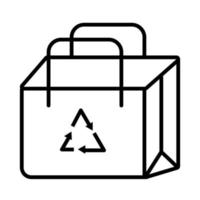 sacola de compras com setas reciclar símbolo de linha vetor