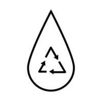 gota d'água com ícone de estilo de linha de setas recicláveis vetor