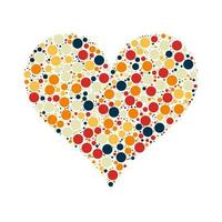 colorida meio-tom círculo pontos coração logotipo isolado em branco fundo. amor rabisco bolha corações vetor ilustração.