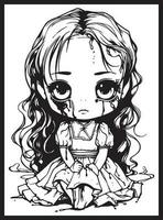 fofa Horror chibi coloração Páginas vetor