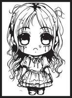 fofa Horror chibi coloração Páginas vetor