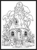 mágico fada casas coloração página vetor