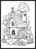 mágico fada casas coloração página vetor