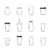 conjunto do café copo do bolha chá copo dentro mão desenhado Projeto para café ou bolha chá fundo Projeto vetor