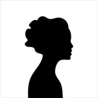 mulher avatar perfil. vetor silhueta do uma mulher cabeça ou ícone isolado em uma branco fundo. símbolo do fêmea beleza.