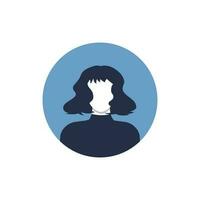 volta perfil imagem do mulher avatar para social redes. moda, beleza, azul e Preto. brilhante vetor ilustração dentro na moda estilo.